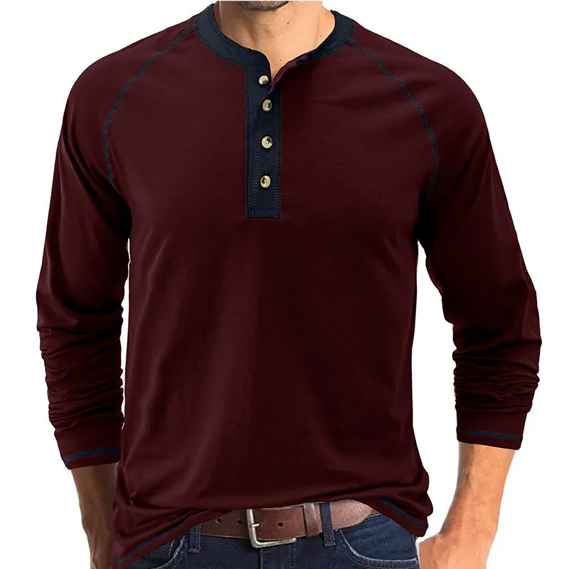 Men's Breathable Henley Collar T-Shirt