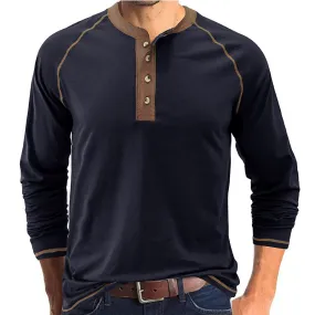 Men's Breathable Henley Collar T-Shirt