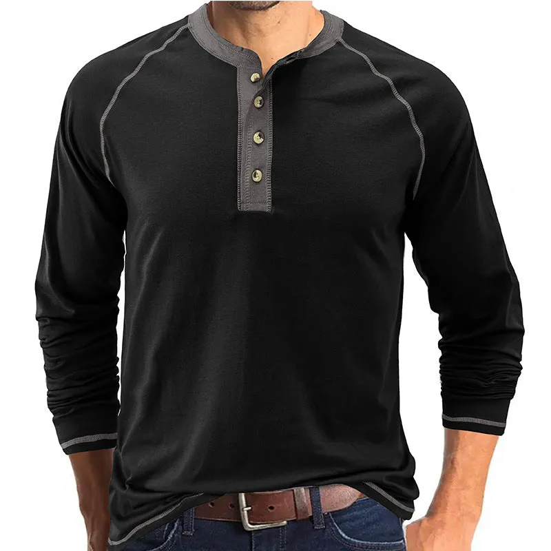 Men's Breathable Henley Collar T-Shirt