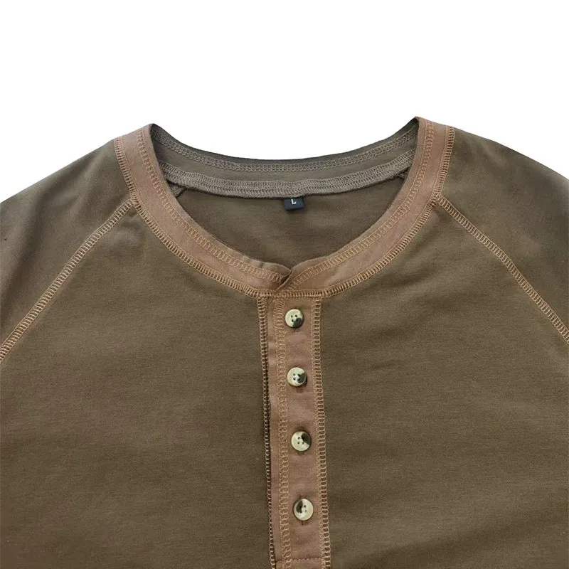 Men's Breathable Henley Collar T-Shirt