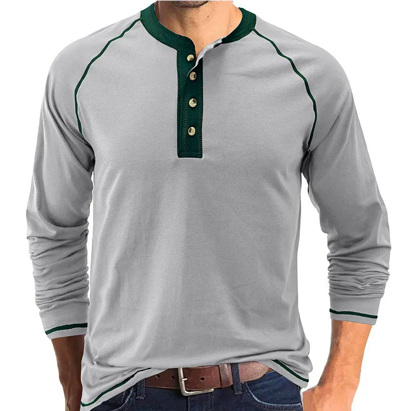 Men's Breathable Henley Collar T-Shirt