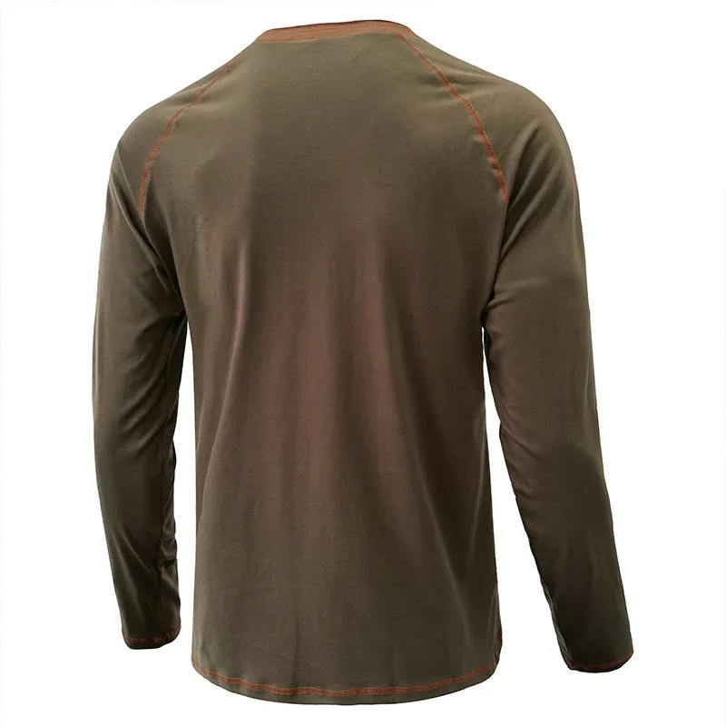 Men's Breathable Henley Collar T-Shirt