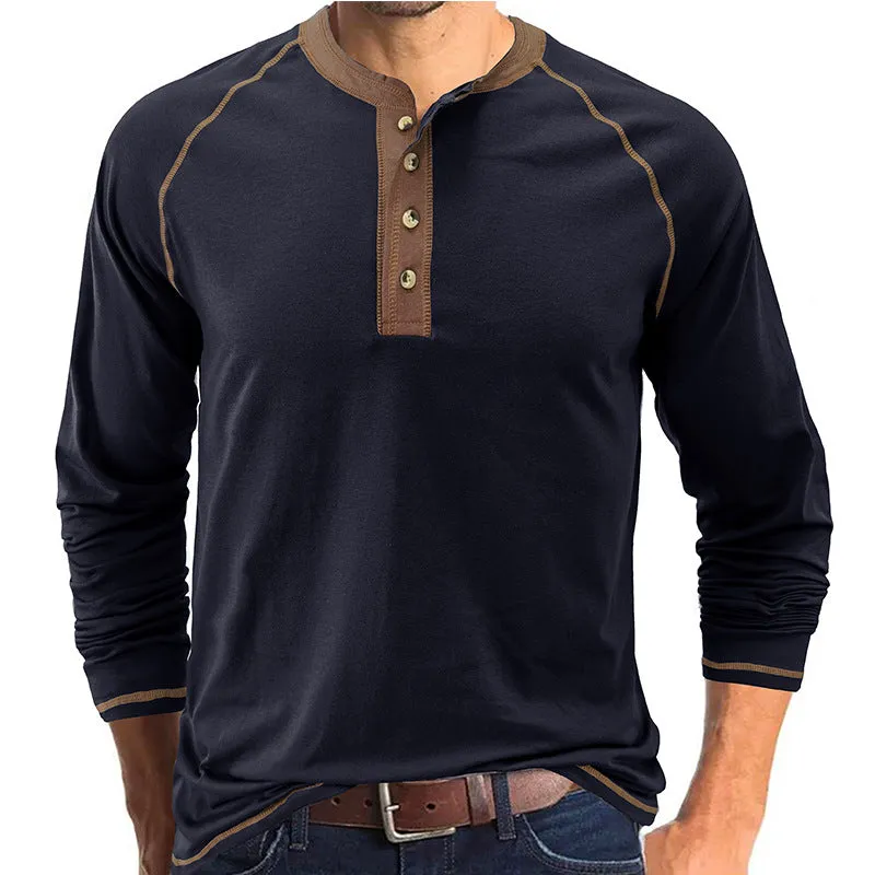 Men's Breathable Henley Collar T-Shirt