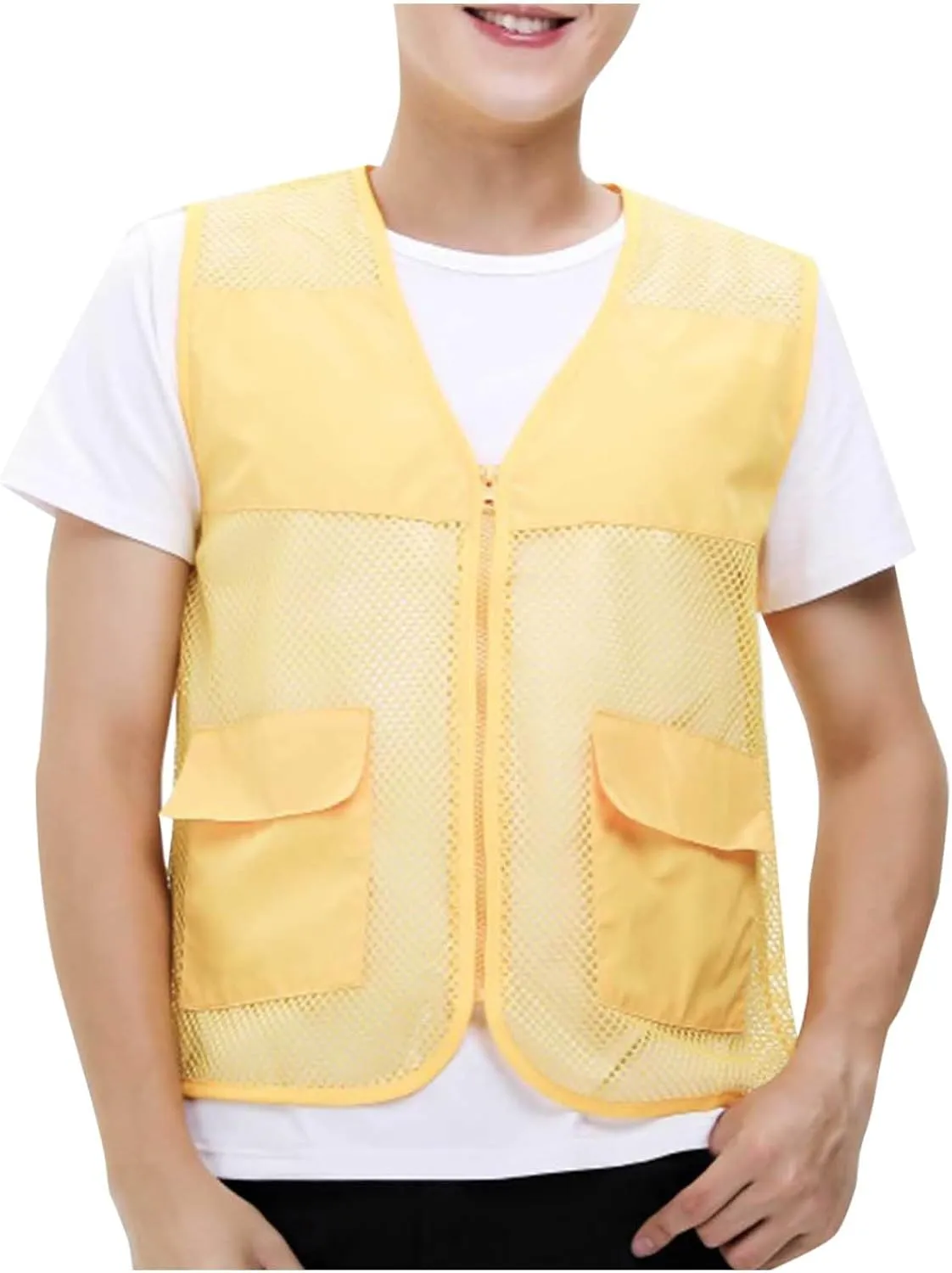 Mens Breathable Mesh Vest Jacket Summer Casual Lightweight Cycling Travel Zip Up Vests Outdoor Fishing Work Waistcoat
