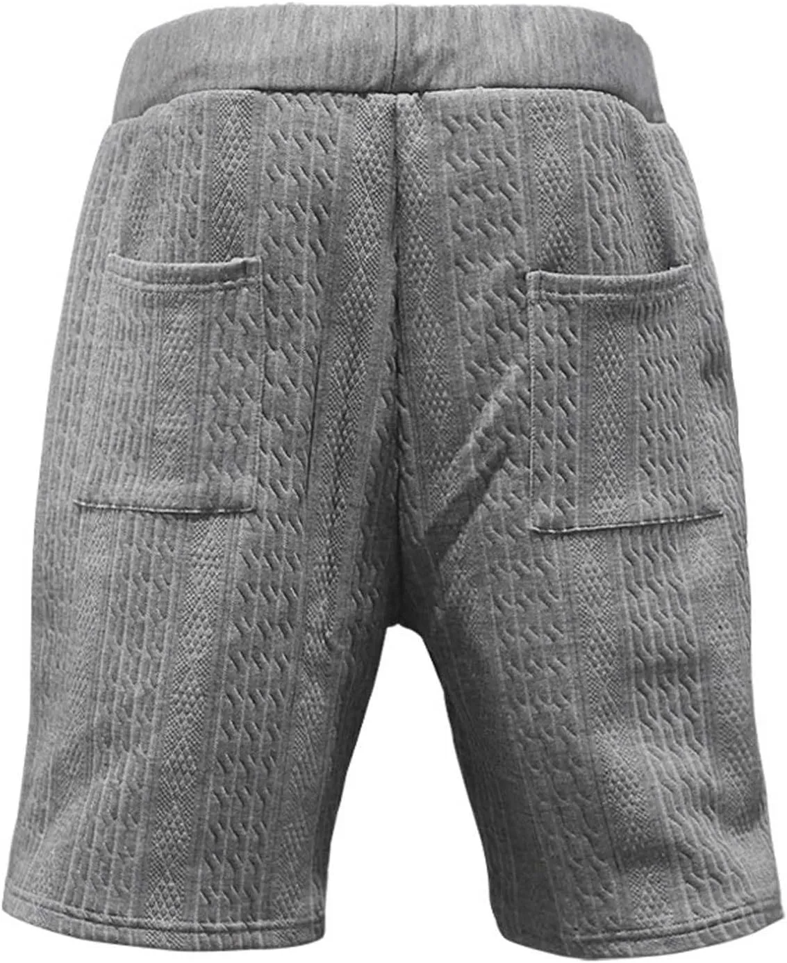 Mens Casual Knit Cable Shorts Drawstring Elastic Waist Loose Comfy Summer Fashion Lounge Bermuda Shorts with Pockets