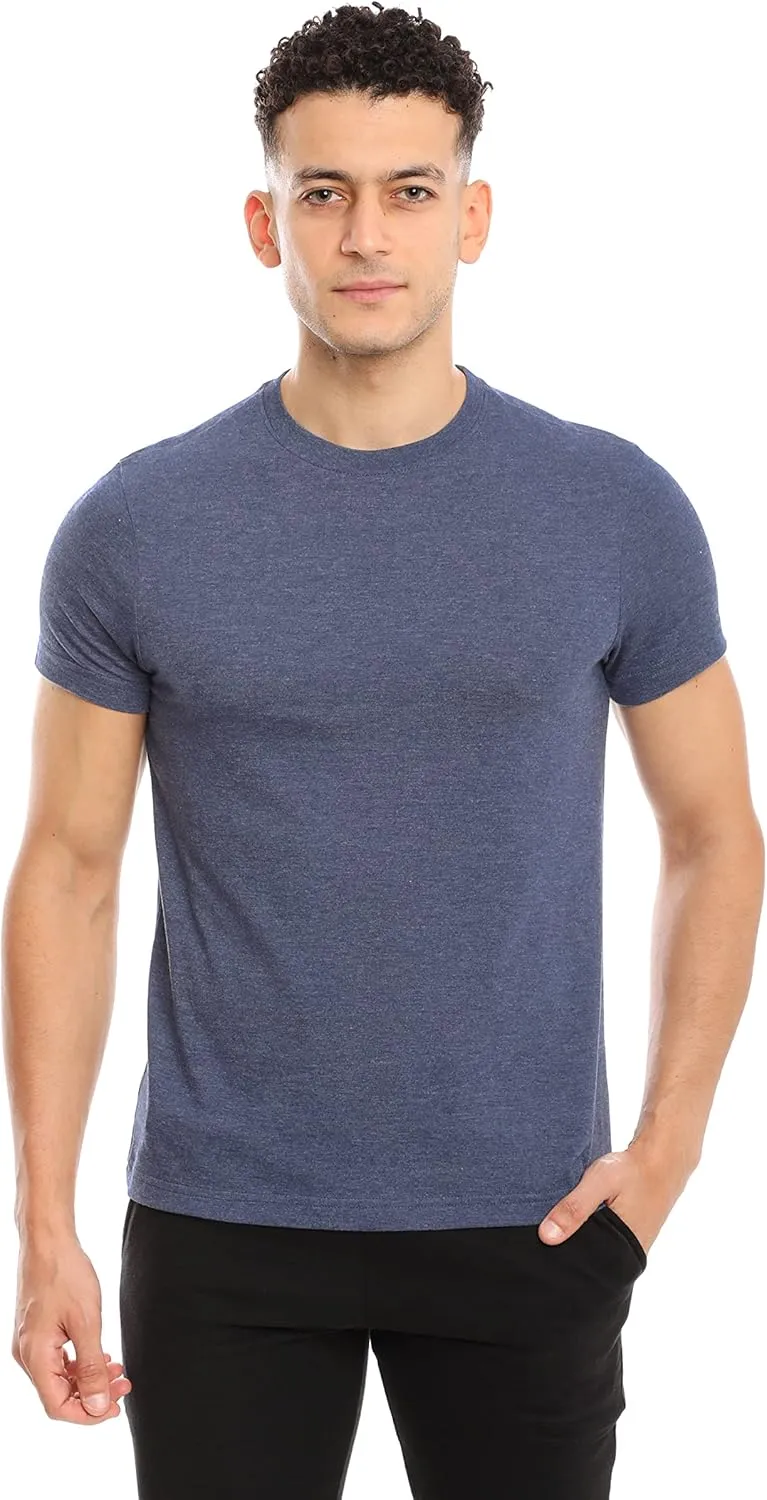 Mens Crew Neck T-Shirt (Slim Fit) | Cotton Rich Mens Tshirt (3/6 Pack) | Ultra Soft, Breathable (Made in Egypt)