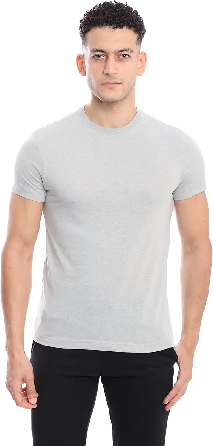 Mens Crew Neck T-Shirt (Slim Fit) | Cotton Rich Mens Tshirt (3/6 Pack) | Ultra Soft, Breathable (Made in Egypt)