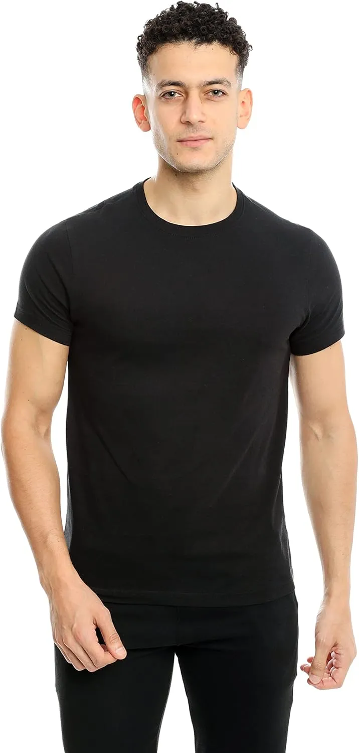 Mens Crew Neck T-Shirt (Slim Fit) | Cotton Rich Mens Tshirt (3/6 Pack) | Ultra Soft, Breathable (Made in Egypt)