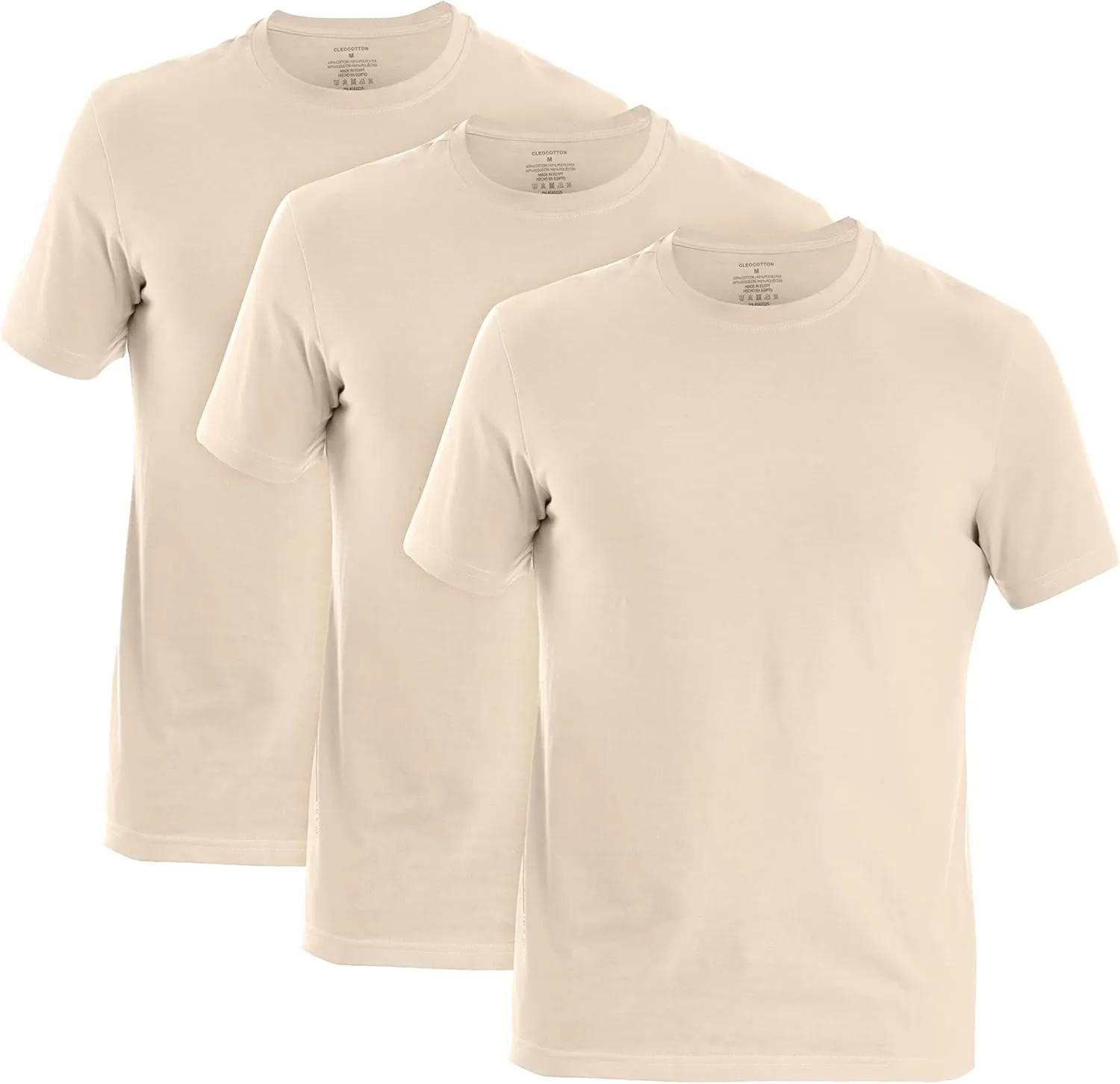 Mens Crew Neck T-Shirt (Slim Fit) | Cotton Rich Mens Tshirt (3/6 Pack) | Ultra Soft, Breathable (Made in Egypt)