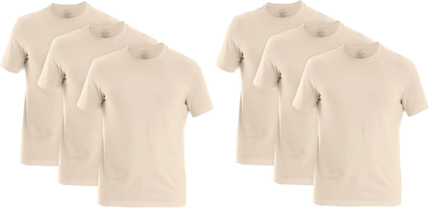 Mens Crew Neck T-Shirt (Slim Fit) | Cotton Rich Mens Tshirt (3/6 Pack) | Ultra Soft, Breathable (Made in Egypt)