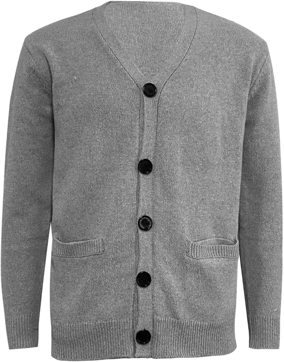 Mens Loose Button Up Knit Cardigan Soft Lightweight V-Neck Long Sleeve Sweater Basic Designed Knitted Outwear