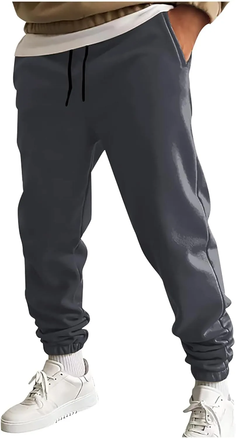 Mens Sweatpants Joggers Cinch Bottom Baggy Sweat Pants Drawstring Stretchy Workout Comfy Lounge Pants with Pockets
