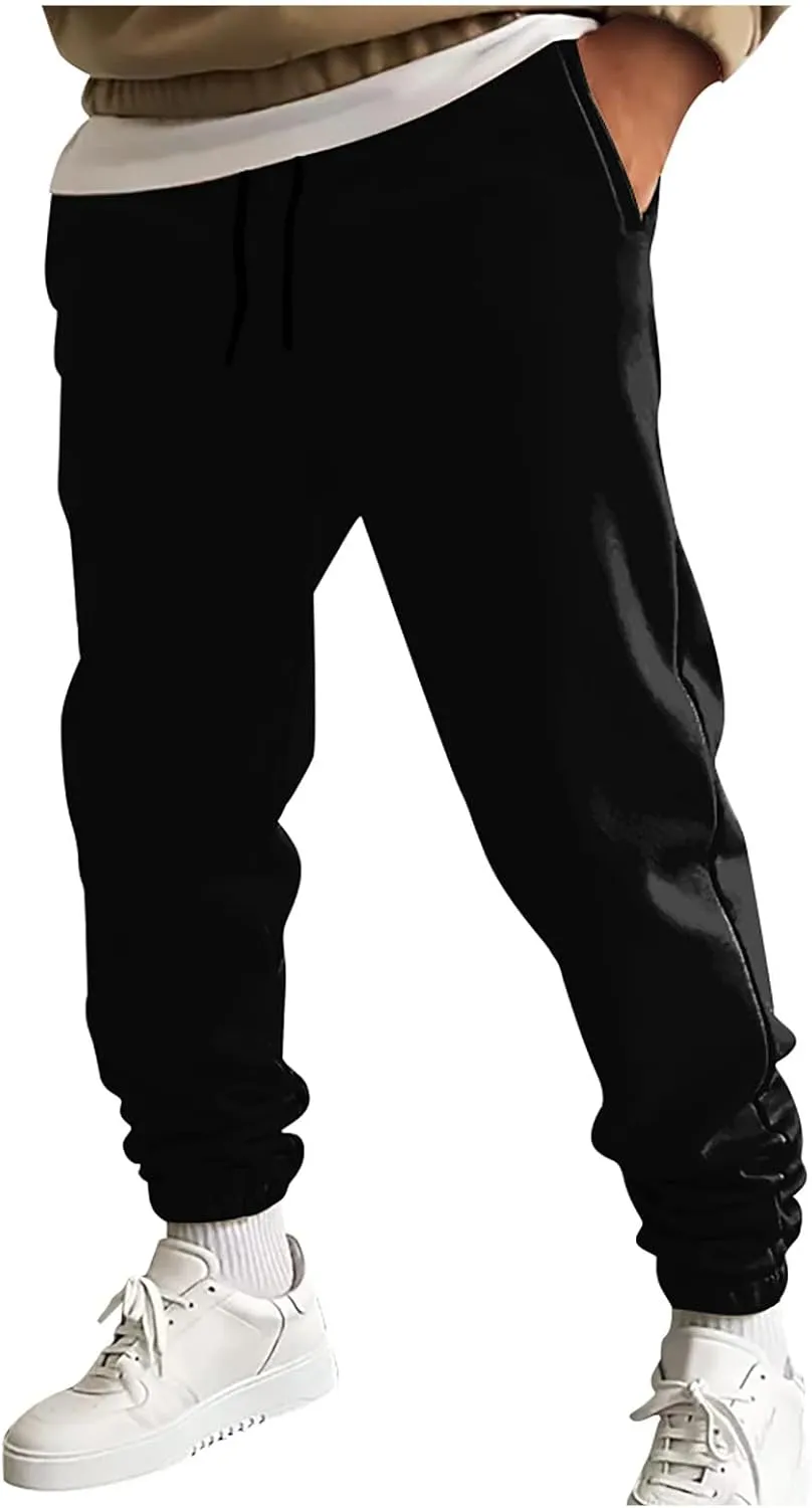 Mens Sweatpants Joggers Cinch Bottom Baggy Sweat Pants Drawstring Stretchy Workout Comfy Lounge Pants with Pockets