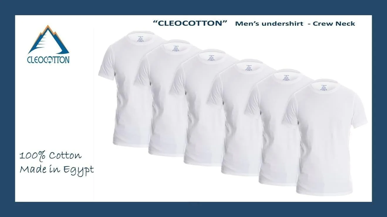 Mens Undershirt (Slim - Tight Fit) | Cotton Crew Neck T-Shirt (3/6 Pack) | Tag Free, Ultra Soft, Breathable (Made in Egypt)