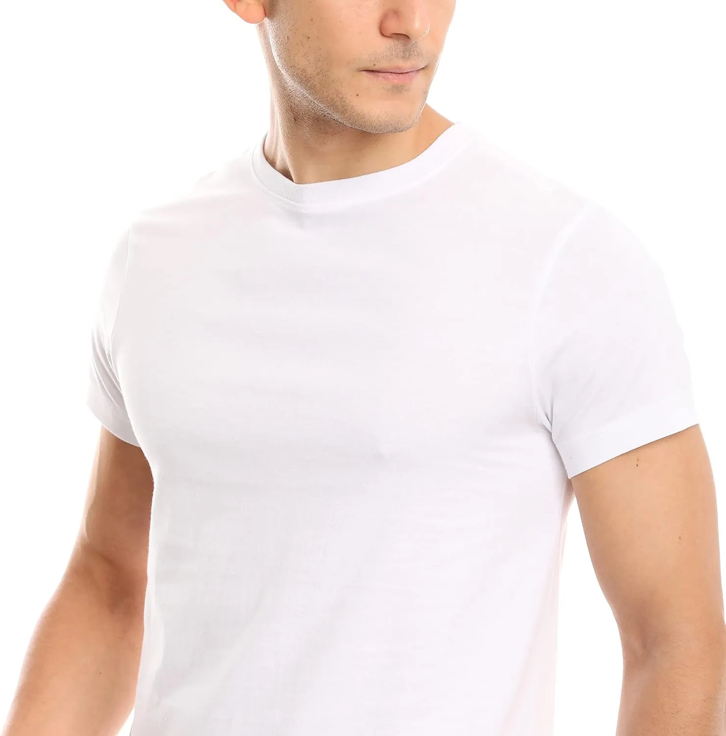 Mens Undershirt (Slim - Tight Fit) | Cotton Crew Neck T-Shirt (3/6 Pack) | Tag Free, Ultra Soft, Breathable (Made in Egypt)