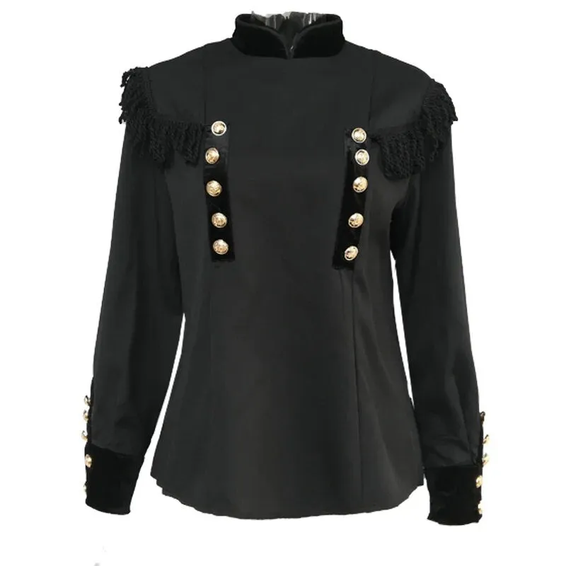 Minimalist Shirts For Women Stand Collar Long Sleeve Patchwork Tassel Autumn Blouse Female Fashion Clothing