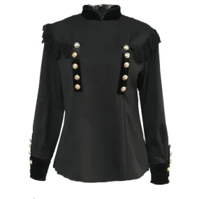 Minimalist Shirts For Women Stand Collar Long Sleeve Patchwork Tassel Autumn Blouse Female Fashion Clothing