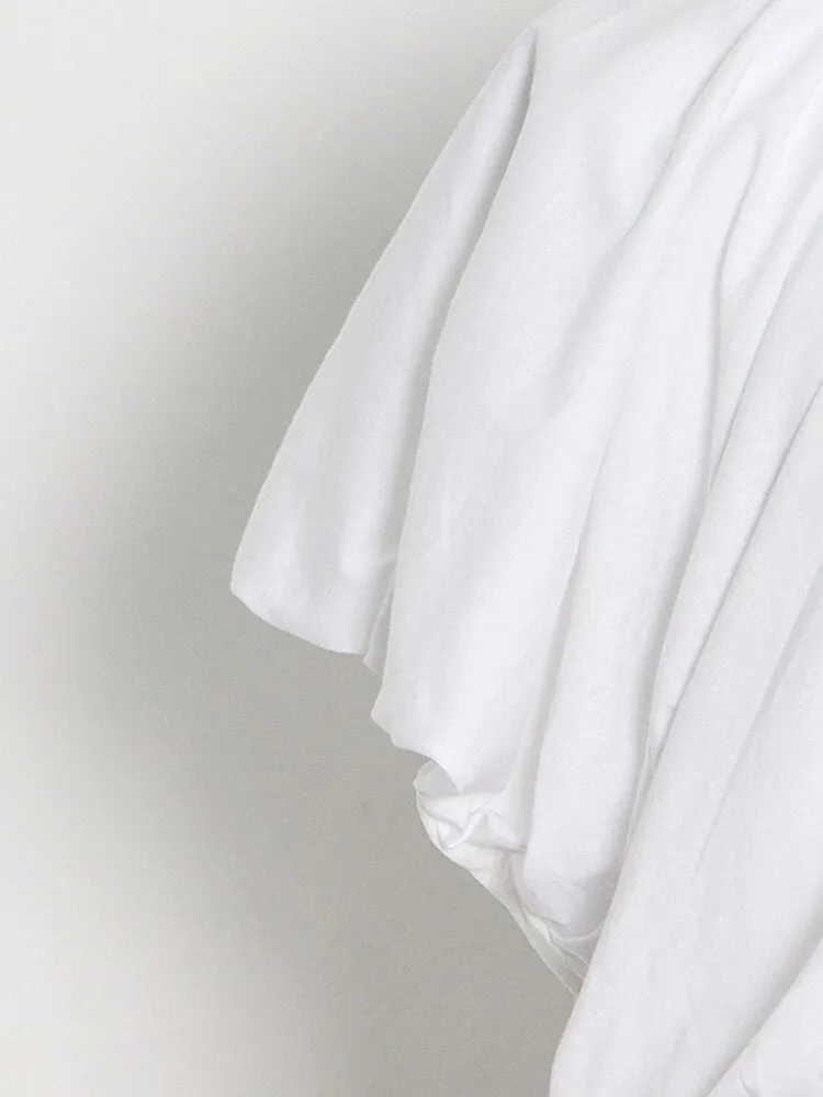 Minimalist T Shirts For Women Round Neck Short Sleeve Ruffles Pullover Blouse Female Fashion Clothing Summer