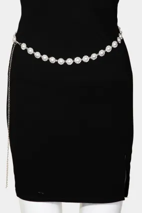 Pearl Rhinestone Chain Belt