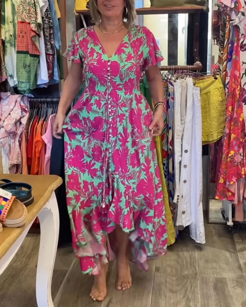 Printed short-sleeved dress