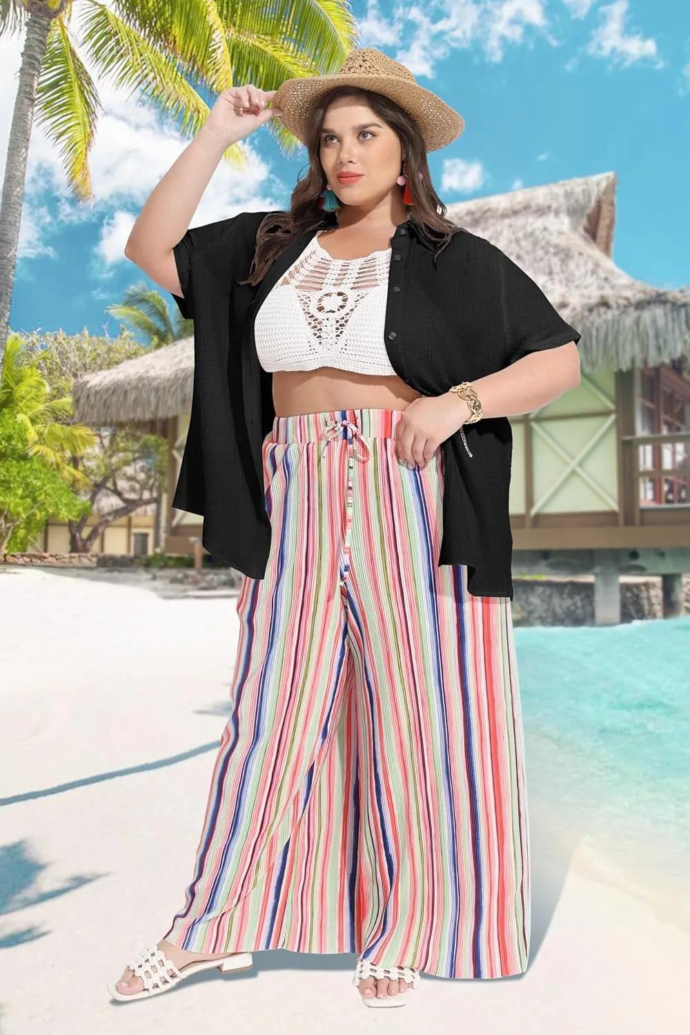 RITERA Womens Plus Size Tops Button Down Roll-Up Cuffed Short Sleeve Casual Shirts Collared Summer Lightweight Blouse XL-5XL