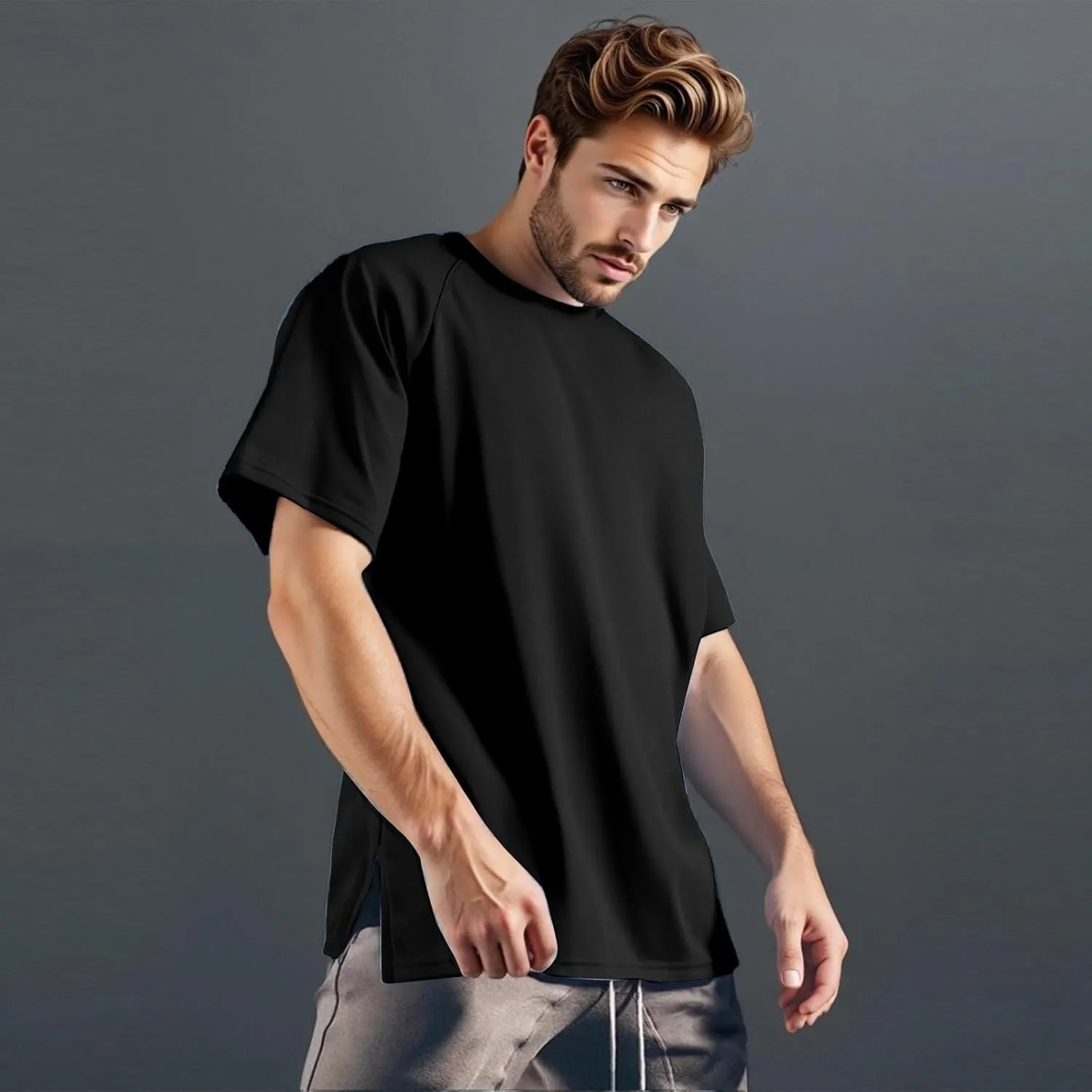 Round Neck Pullovers for Men Quick Dry Lightweight Breathable Summer Crewneck Workout Gym Shirt Sports Tops