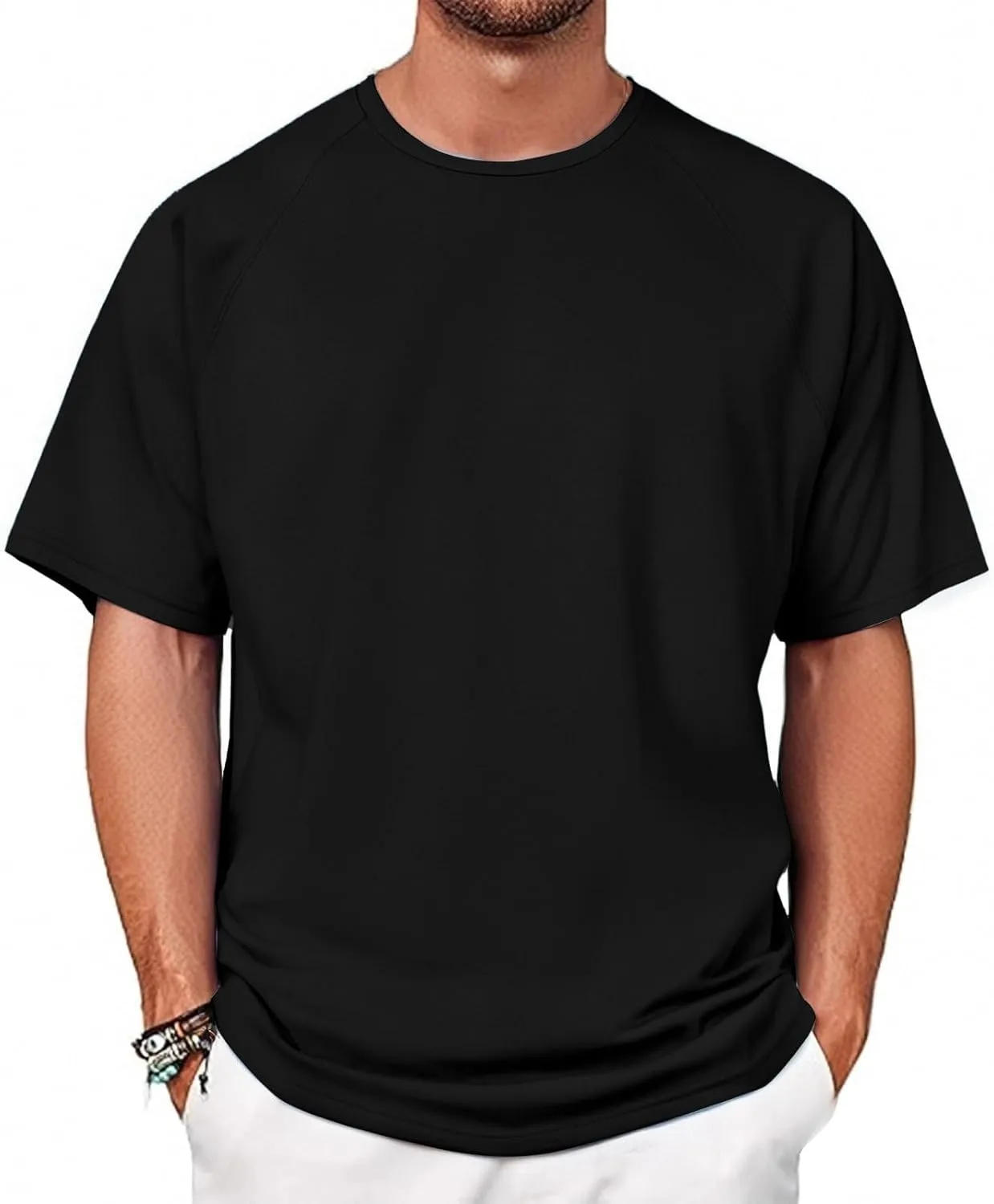 Round Neck Pullovers for Men Quick Dry Lightweight Breathable Summer Crewneck Workout Gym Shirt Sports Tops