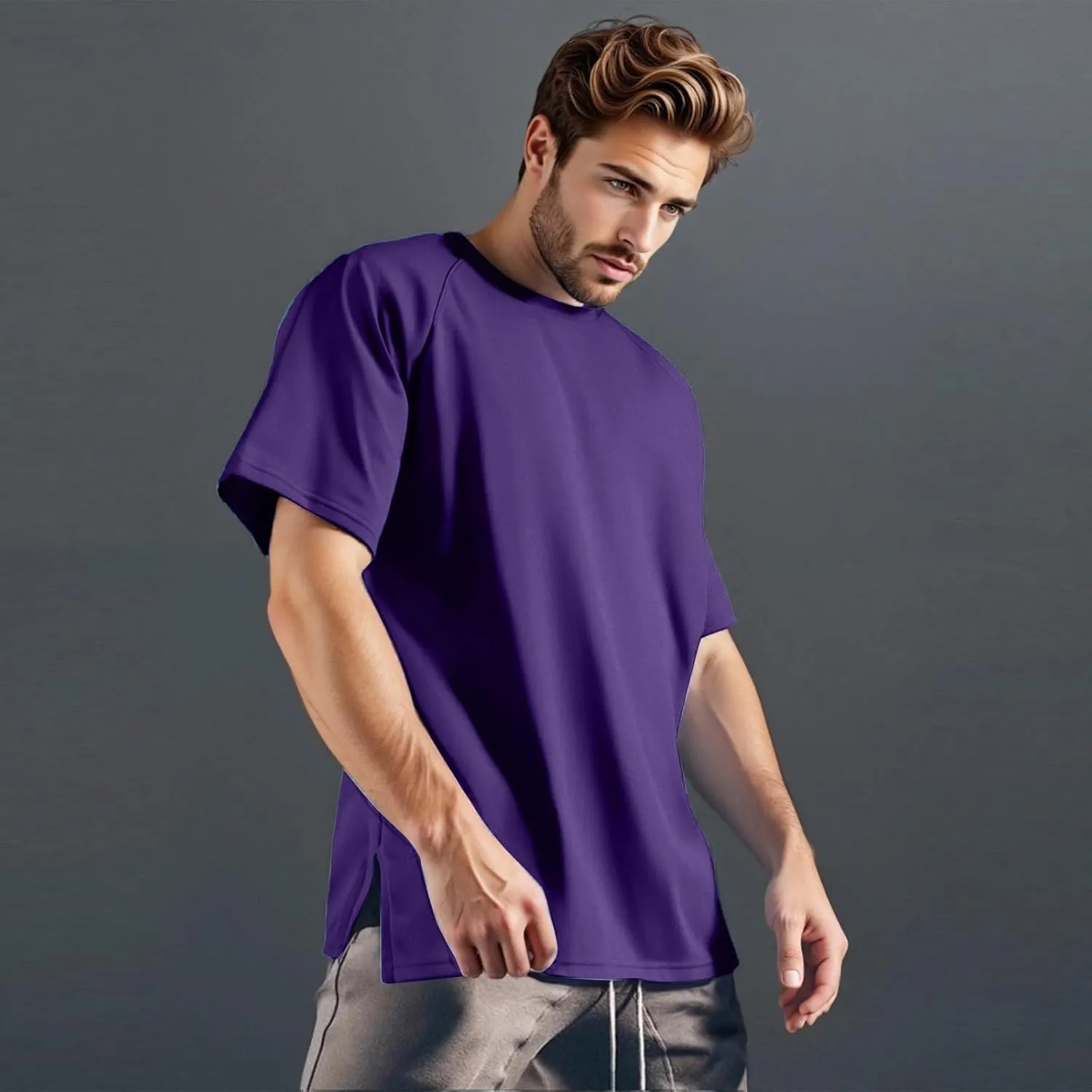 Round Neck Pullovers for Men Quick Dry Lightweight Breathable Summer Crewneck Workout Gym Shirt Sports Tops