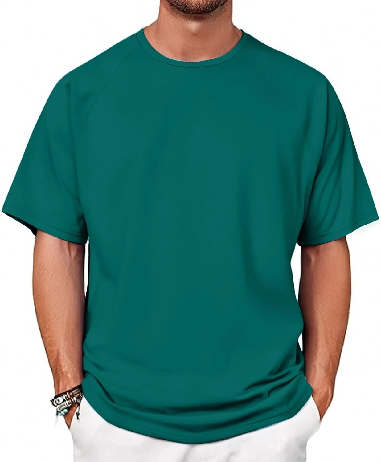 Round Neck Pullovers for Men Quick Dry Lightweight Breathable Summer Crewneck Workout Gym Shirt Sports Tops