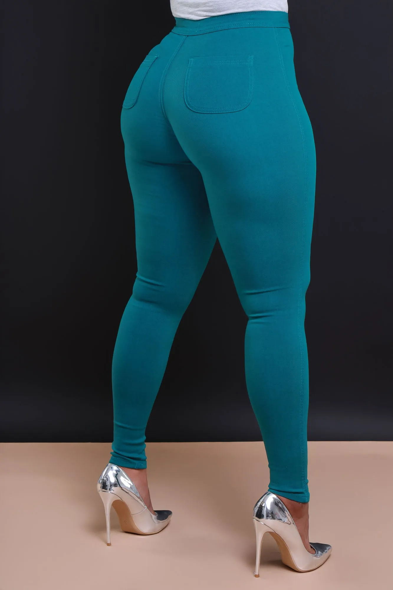 Super Swank High Waist Stretchy Jeans - Dark Teal
