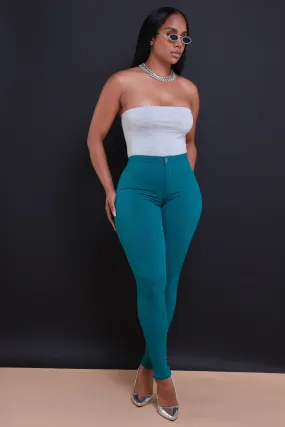 Super Swank High Waist Stretchy Jeans - Dark Teal