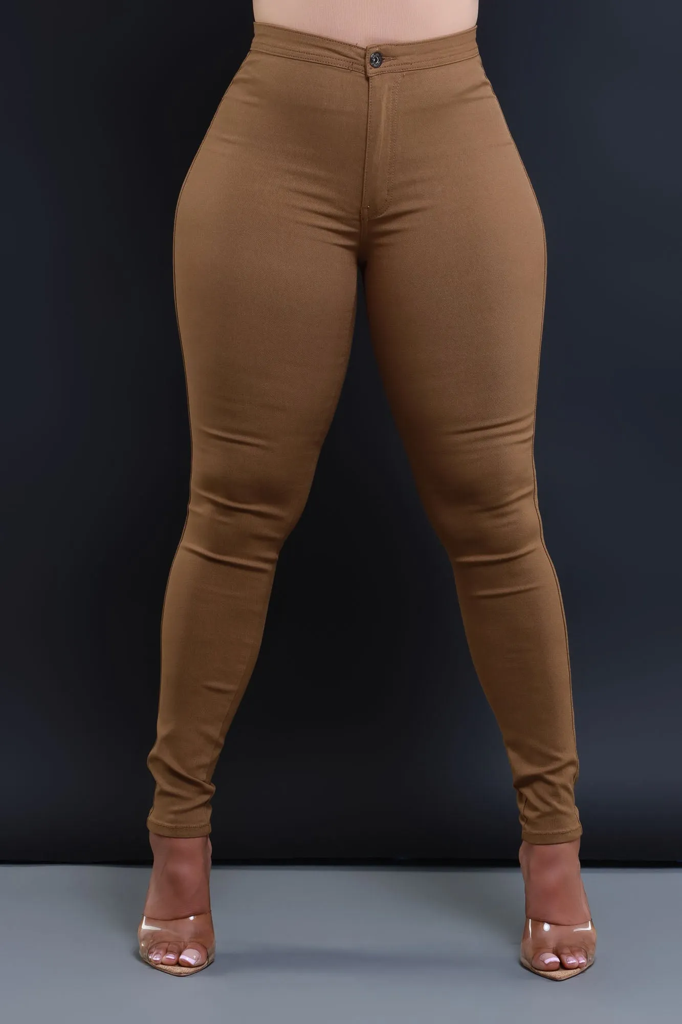 Super Swank High Waist Stretchy Jeans - Mocha