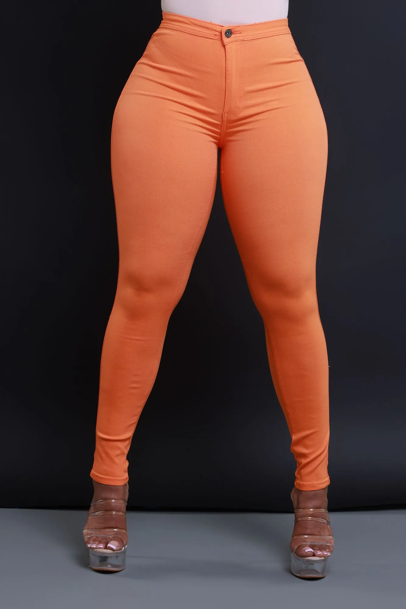 Super Swank High Waist Stretchy Jeans - Orange