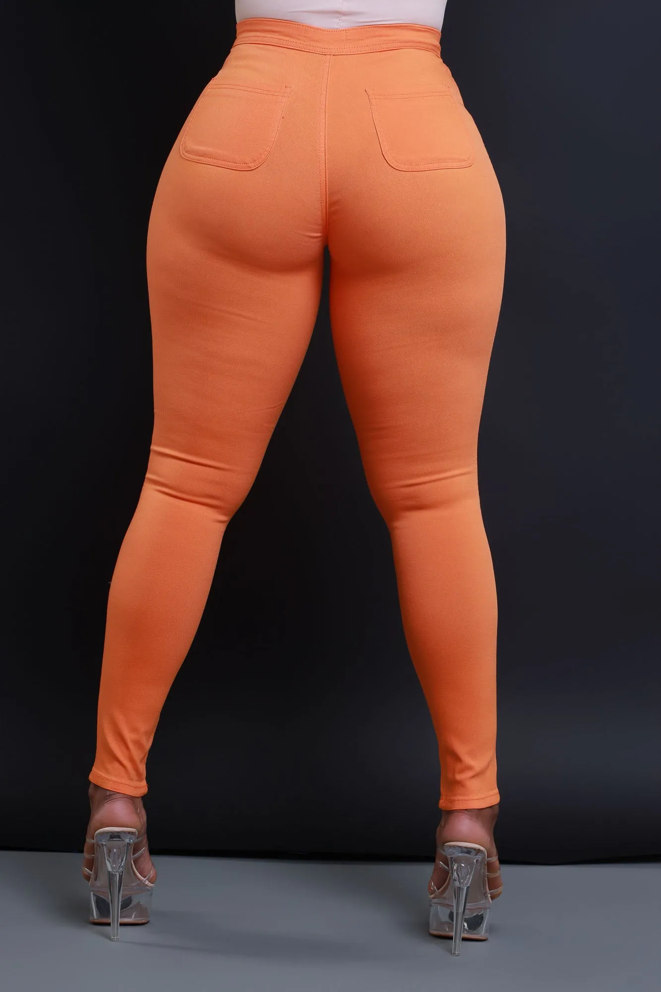 Super Swank High Waist Stretchy Jeans - Orange