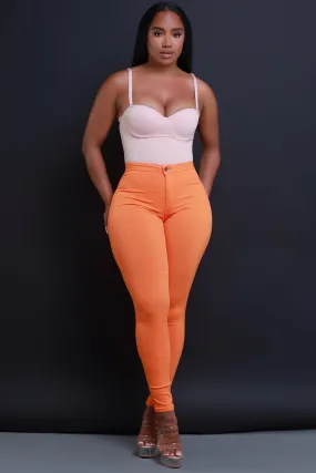 Super Swank High Waist Stretchy Jeans - Orange
