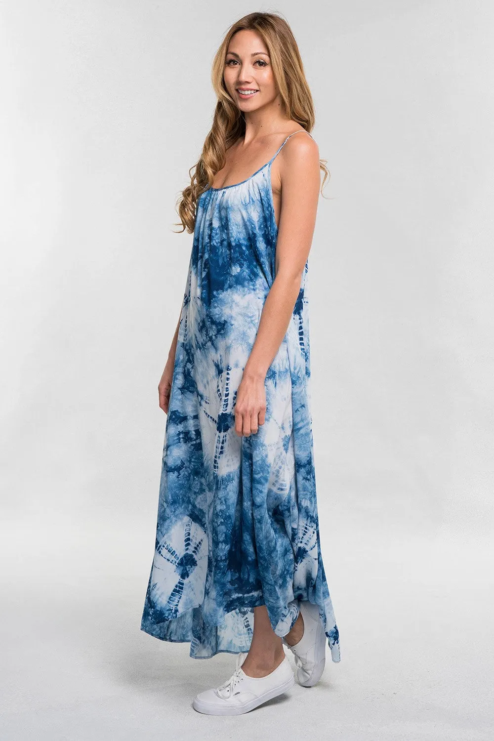 Tie Dye Print Spaghetti Strap Maxi Summer Dress