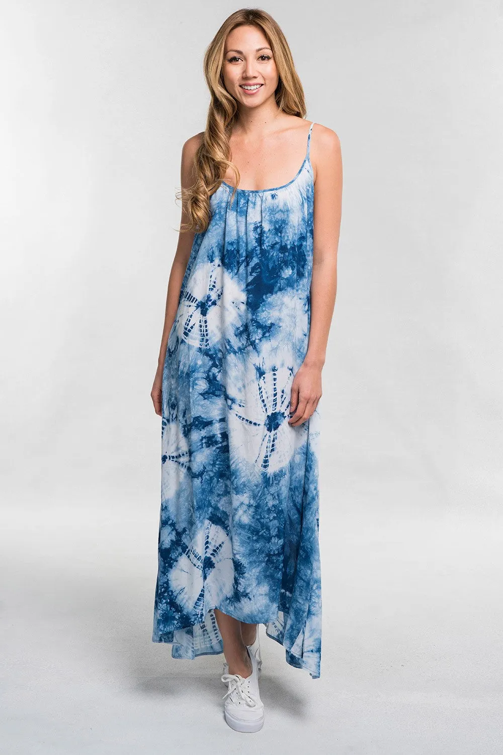 Tie Dye Print Spaghetti Strap Maxi Summer Dress