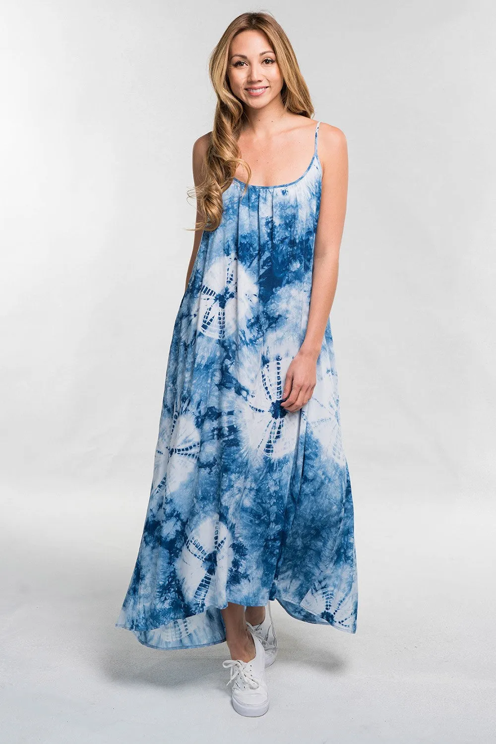 Tie Dye Print Spaghetti Strap Maxi Summer Dress