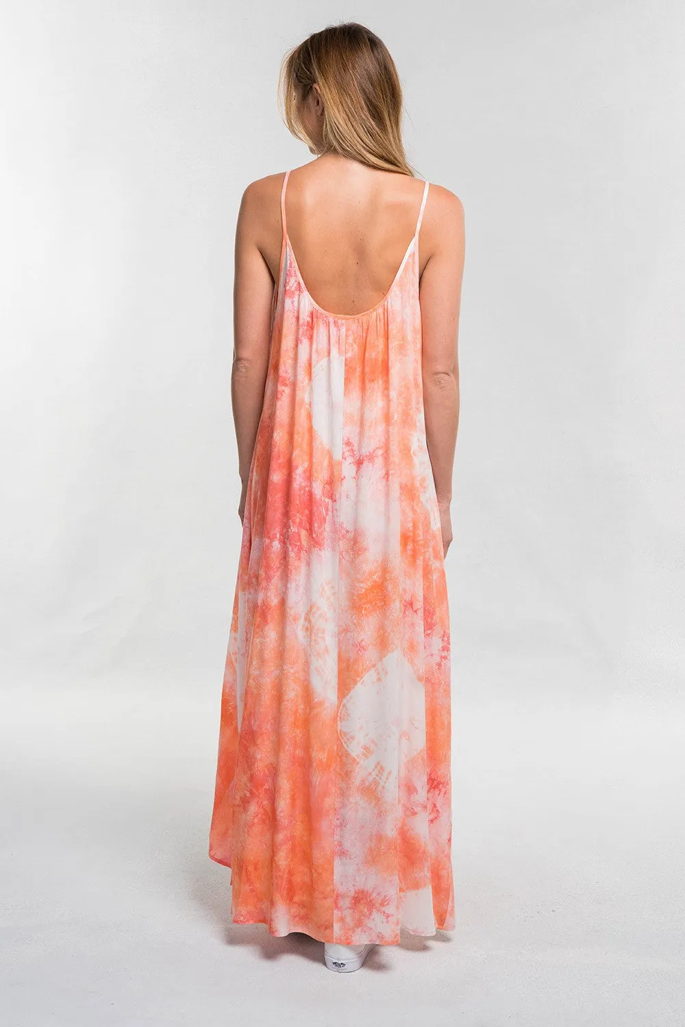 Tie Dye Print Spaghetti Strap Maxi Summer Dress
