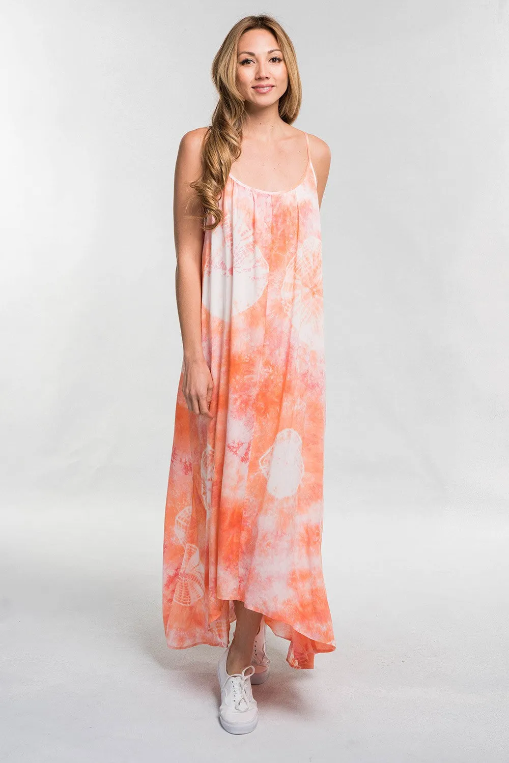 Tie Dye Print Spaghetti Strap Maxi Summer Dress