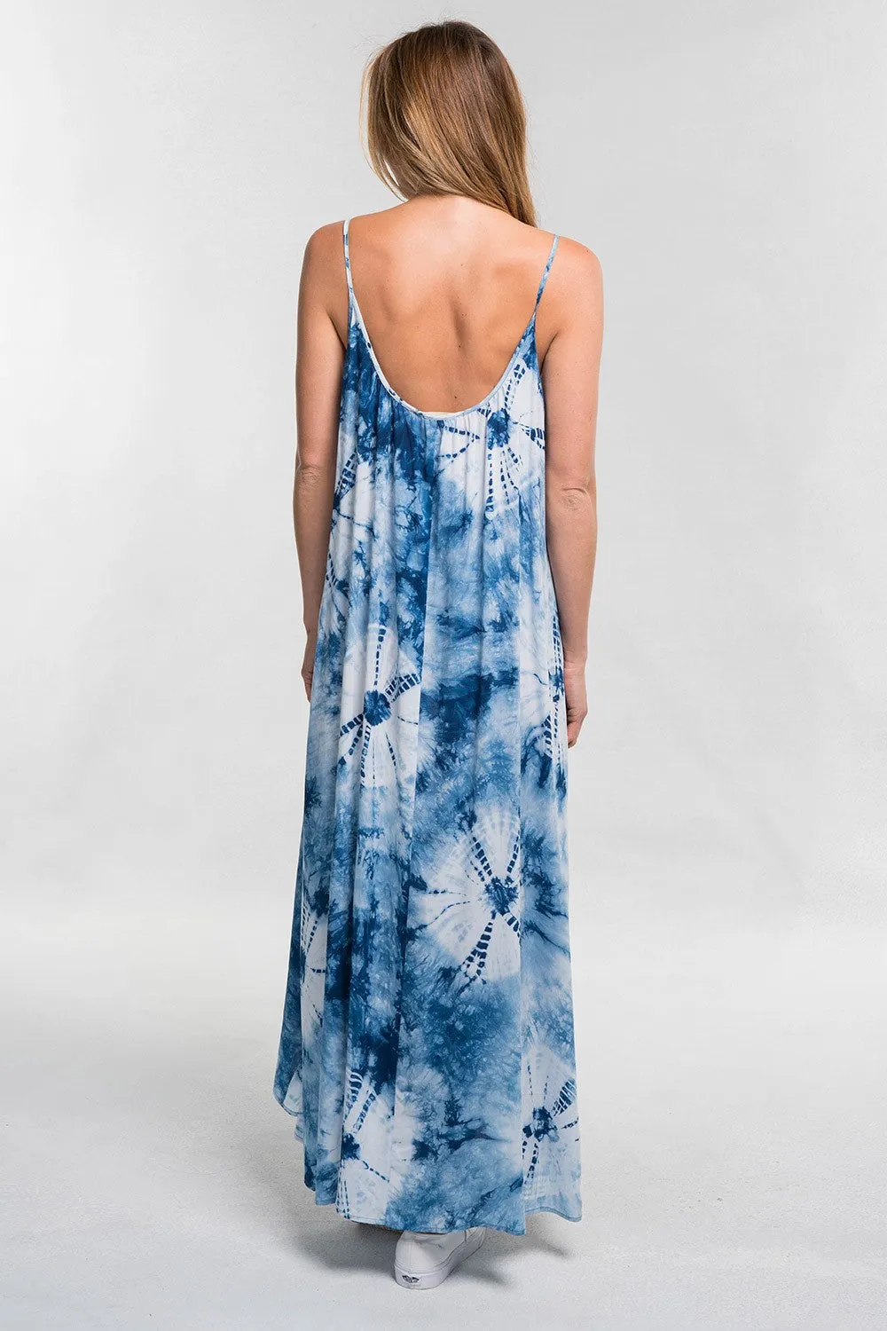 Tie Dye Print Spaghetti Strap Maxi Summer Dress