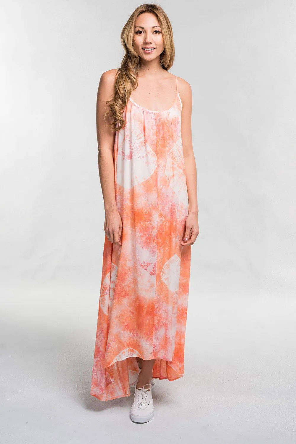 Tie Dye Print Spaghetti Strap Maxi Summer Dress