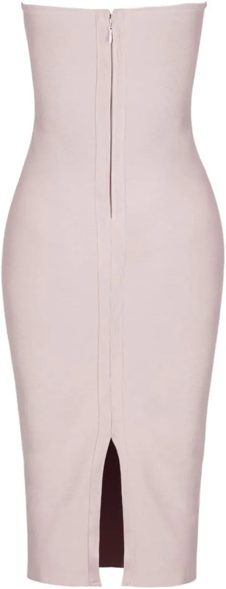 UONBOX Women's Strapless Elegant Tassel Tube Dress Bodycon Party Bandage Dress