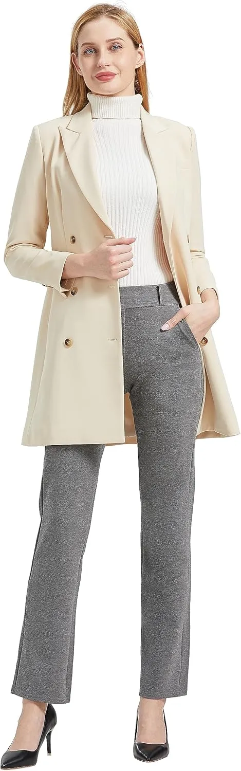 V VOCNI Women's Comfy Bootcut Curvy Fit Slimming Elastic Waistband Dress Pants