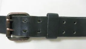 Vintage 70s Black leather belt double buckle
