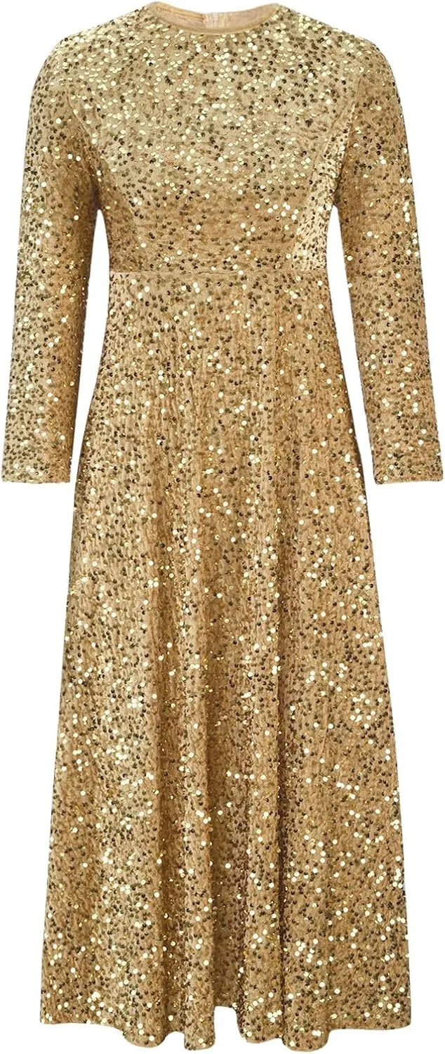 Wedding Guest Dresses for Women Cocktail Dress Sequin Party Dresses 2024 Cold Shoulder Maxi Dress Plus Size Sexy Dress