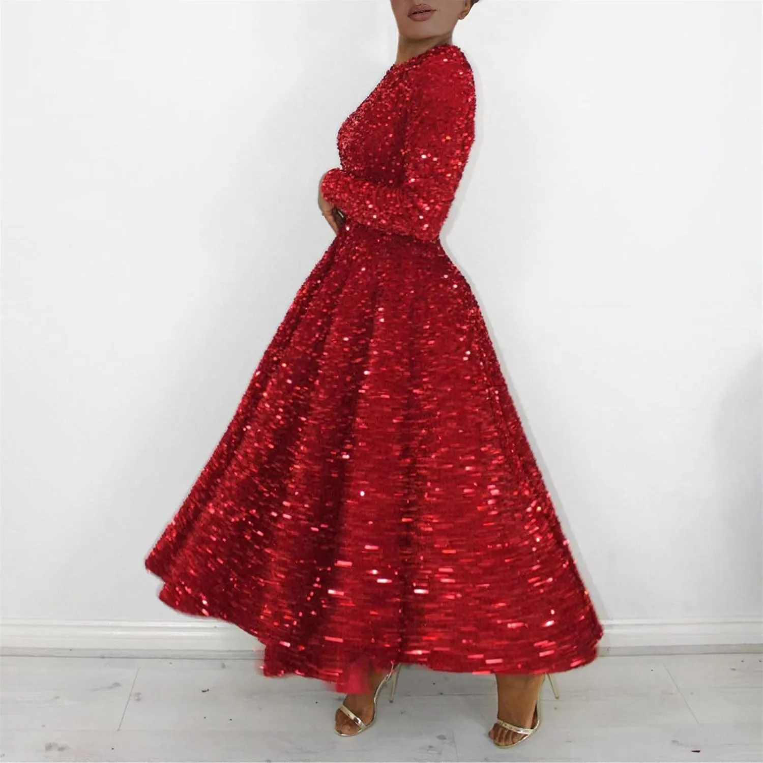 Wedding Guest Dresses for Women Cocktail Dress Sequin Party Dresses 2024 Cold Shoulder Maxi Dress Plus Size Sexy Dress
