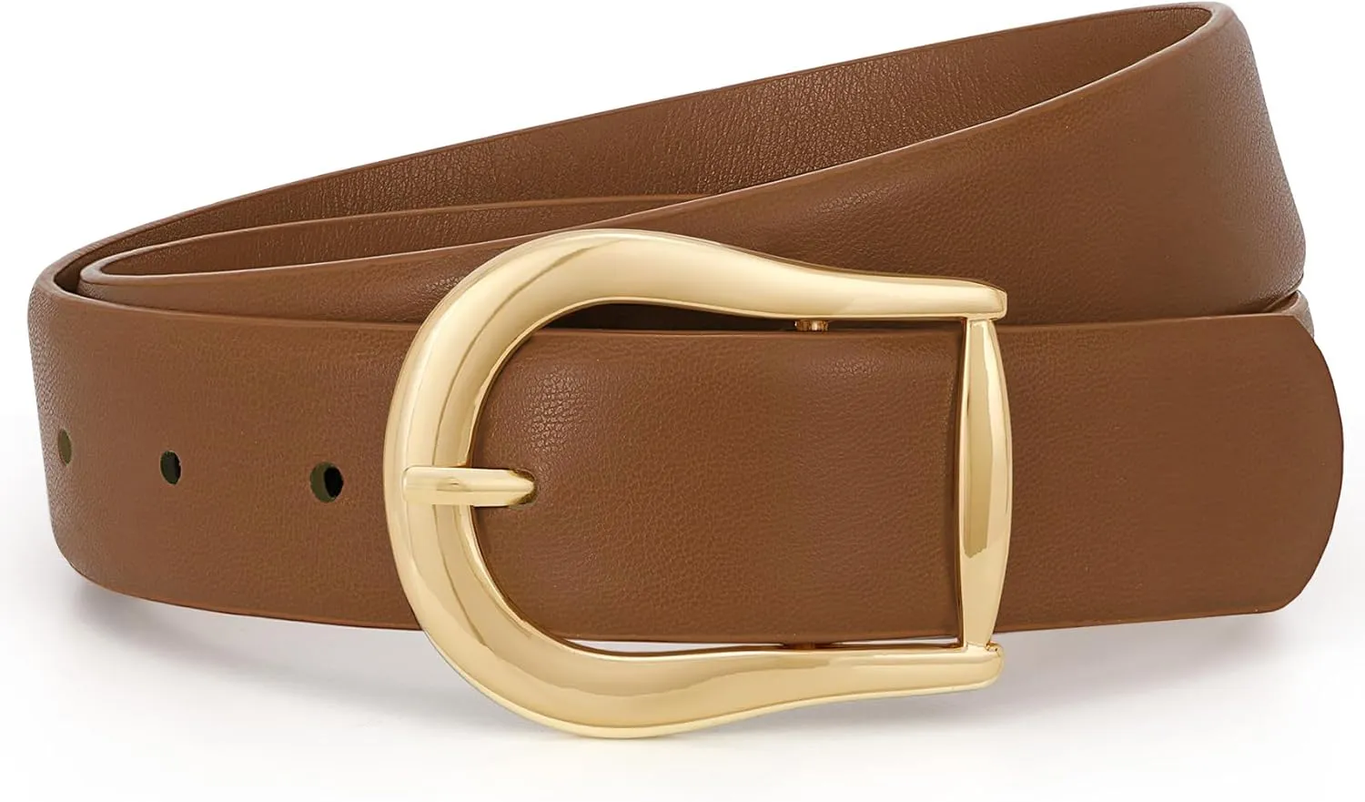WHIPPY Women's Leather Belt for Jeans Pants Dresses Casual Fashion Waist Belt with Gold Buckle