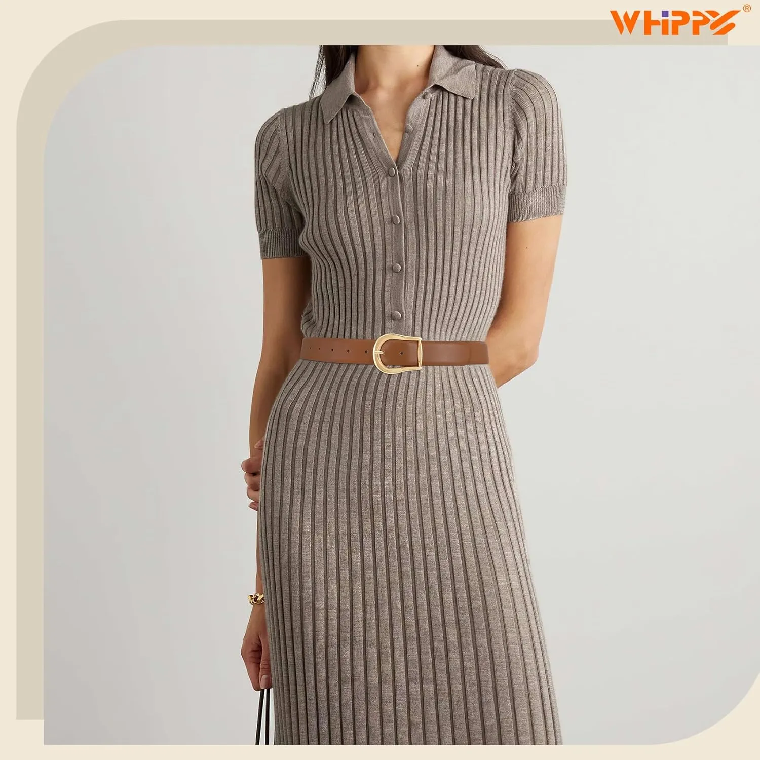 WHIPPY Women's Leather Belt for Jeans Pants Dresses Casual Fashion Waist Belt with Gold Buckle