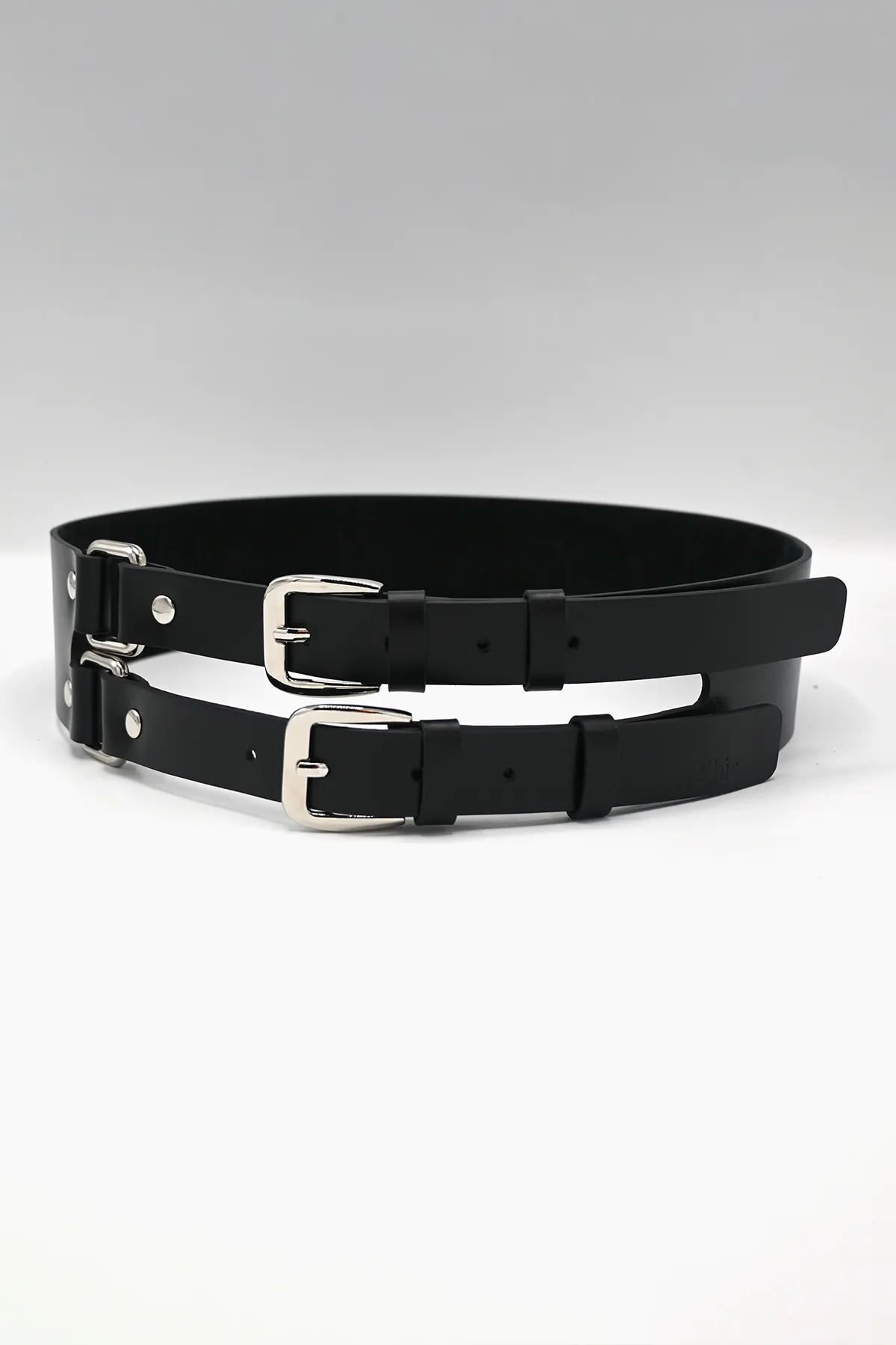 Wide Black Leather Waist Belt